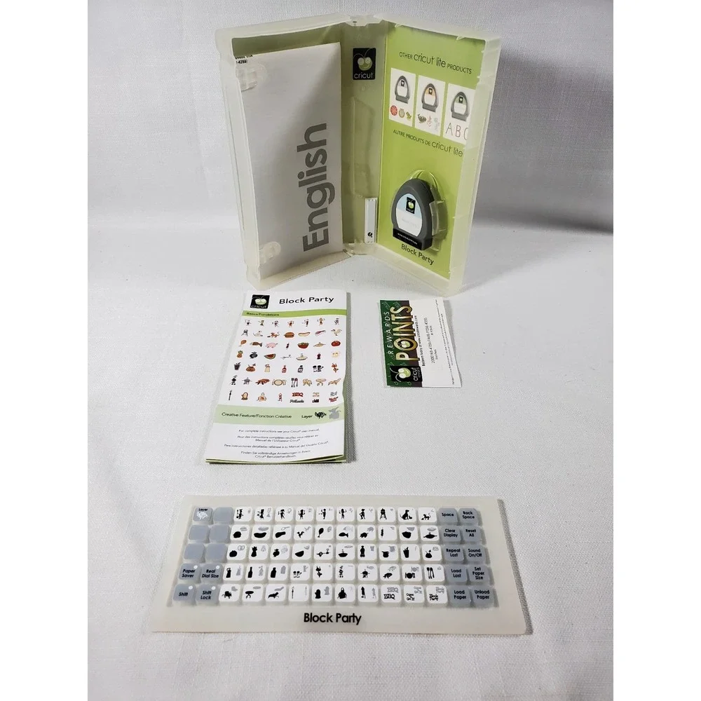 Cricut Lite Block Party Cartridge Complete w/Case Overlay & Manual-Free Shipping